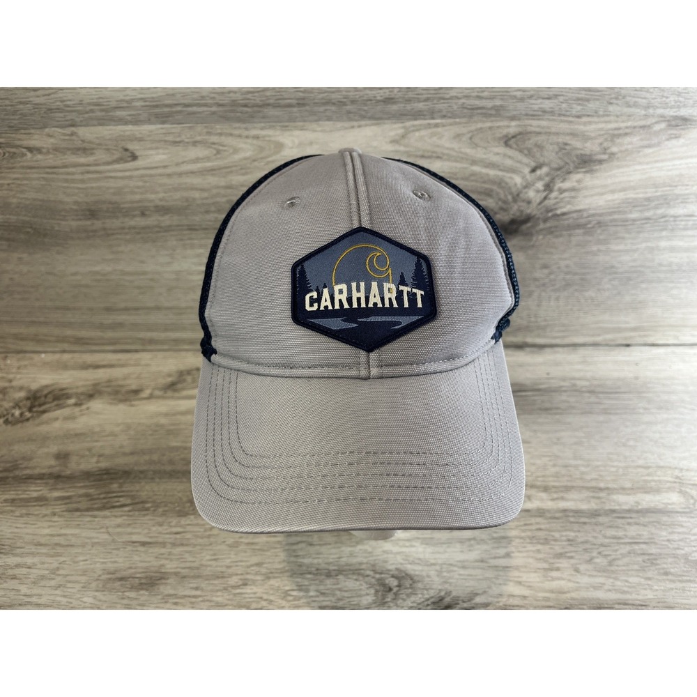 Carhartt Outdoor River Men's Snapback Trucker Cap Hat Adjustable Mesh Gray Blue